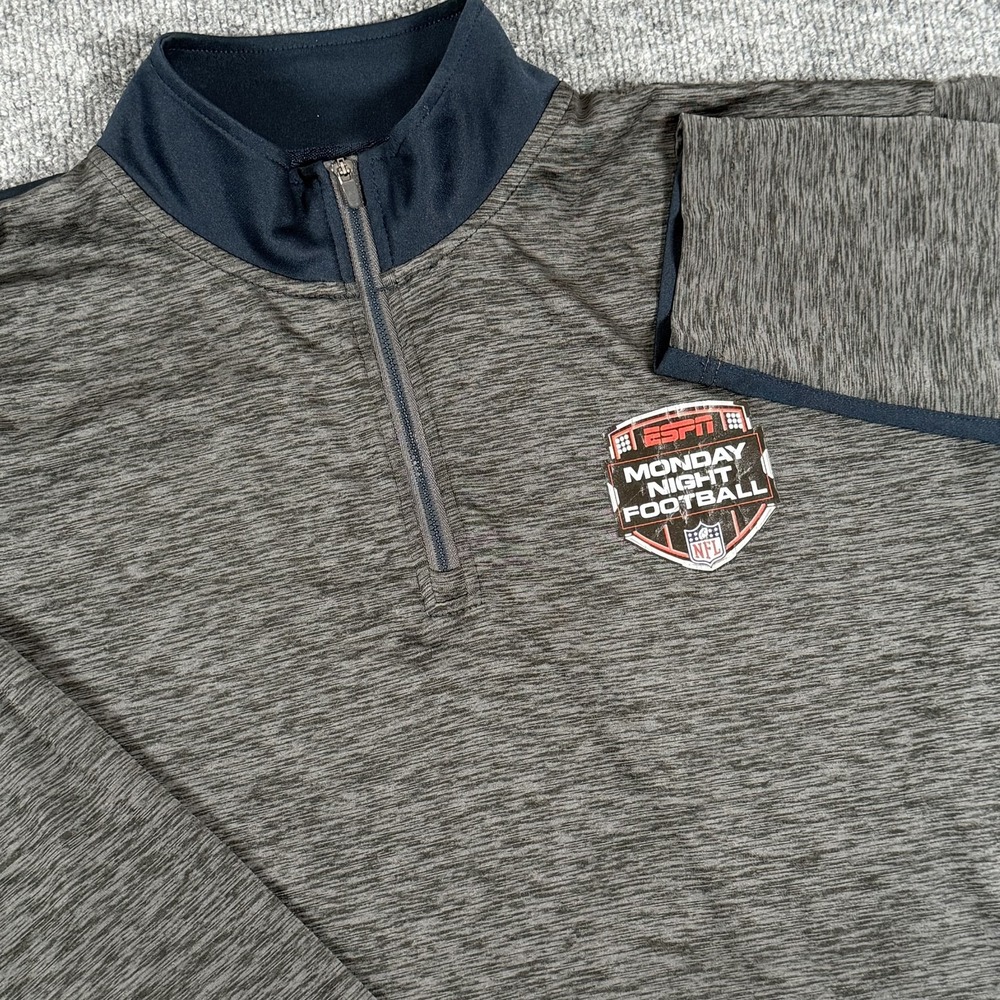 ESPN Monday Night Football Shirt Mens XL Gray NFL Football Quarter Zip Pullover